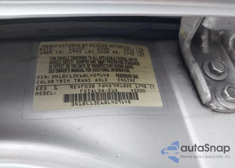 2008 Nissan Versa 1.8S z USA, uszkodzony, nr VIN 3N1BC13E68L409148